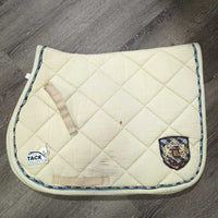 Thick Quilt Jumper Pad, 2x piping *gc, clean, stains, mnr hair, rubs, holey edges, puckers, threads
