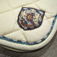 Thick Quilt Jumper Pad, 2x piping *gc, clean, stains, mnr hair, rubs, holey edges, puckers, threads
