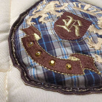 Thick Quilt Jumper Pad, 2x piping *gc, clean, stains, mnr hair, rubs, holey edges, puckers, threads
