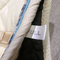 Thick Quilt Jumper Pad, 2x piping *gc, clean, stains, mnr hair, rubs, holey edges, puckers, threads
