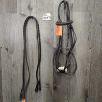 Monocrown Figure 8 Bridle, Braided Reins *xc/vgc, mnr dirt, rubs & dents
