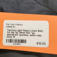 Light Fleece Lined Shirt, 1/4 Zip Up, Mesh Pits *gc, deodorant sparkles, seam rubs
