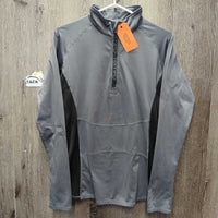 Light Fleece Lined Shirt, 1/4 Zip Up, Mesh Pits *gc, v.mnr deodorant sparkles, v.rubbed & pilly, mnr threads, v.peeled logo
