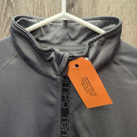 Light Fleece Lined Shirt, 1/4 Zip Up, Mesh Pits *gc, v.mnr deodorant sparkles, v.rubbed & pilly, mnr threads, v.peeled logo
