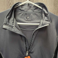Light Fleece Lined Shirt, 1/4 Zip Up, Mesh Pits *gc, v.mnr deodorant sparkles, v.rubbed & pilly, mnr threads, v.peeled logo
