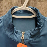 LS Sun Shirt, 1/4 Zip Up, Mesh Sleeves *gc, pits: stains & deodorant sparkles, seam rubs, v.faded inside logo, older
