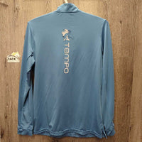 LS Sun Shirt, 1/4 Zip Up, Mesh Sleeves *gc, pits: stains & deodorant sparkles, seam rubs, v.faded inside logo, older
