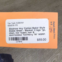 Hvy Cotton Baker Style Stable Sheet - Blanket, 2 legs *gc, clean, mnr faded, hair & dust/residue
