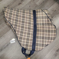 Thick Soft Padded English Saddle Carry - Storage Bag *gc, older, mnr rubs, pills, snags & threads, clean, faded

