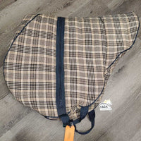 Thick Soft Padded English Saddle Carry - Storage Bag *gc, older, mnr rubs, pills, snags & threads, clean, faded
