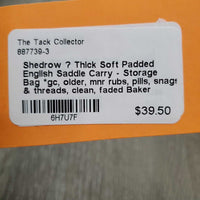 Thick Soft Padded English Saddle Carry - Storage Bag *gc, older, mnr rubs, pills, snags & threads, clean, faded
