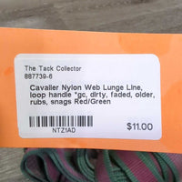 Nylon Web Lunge Line, loop handle *gc, dirty, faded, older, rubs, snags
