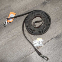 v.Thick & Wide Leather Draw Reins, Snaps *gc/fair, clean, film/residue, v.stiff & v.dry, bent, twisted, creases, stains, oxidized
