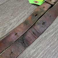VINTAGE Braided Leather Loop Barrel - Roper Reins, snaps *fair/poor, older, v.cracked, rusty, stains, dirt, residue, faded, v.stiff
