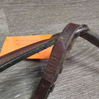 Rsd Narrow Leather Breastplate *gc/fair, stiff, rubs, dry, older, creases, xholes, missing keeper
