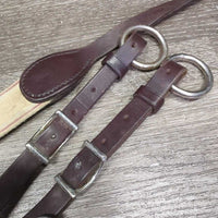 Elastic & Leather Breastplate, Running Martingale Attachment, Snaps *vgc/fair, clean, mnr rubs, V.STIFF & dry end - wont bend, older, oxidized
