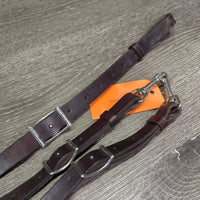 Elastic & Leather Breastplate, Running Martingale Attachment, Snaps *vgc/fair, clean, mnr rubs, V.STIFF & dry end - wont bend, older, oxidized
