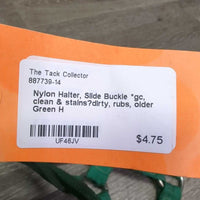 Nylon Halter, Slide Buckle *gc, clean & stains?dirty, rubs, older
