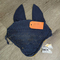 Crochet Ear Bonnet Fly Veil, piping *gc/fair, faded, stains, cut ties, mnr rubs, v.curled, older
