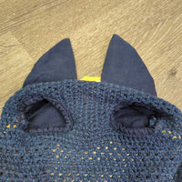 Crochet Ear Bonnet Fly Veil, piping *gc/fair, faded, stains, cut ties, mnr rubs, v.curled, older
