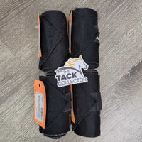 4 Stretchy Nylon Leg Wraps *fair, clean & residue, faded, hair, rough edges, snags, runs, holes, MISSING velcro
