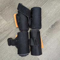 4 Stretchy Nylon Leg Wraps *fair, clean & residue, faded, hair, rough edges, snags, runs, holes, MISSING velcro
