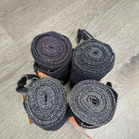 4 Stretchy Nylon Leg Wraps *fair, clean & residue, faded, hair, rough edges, snags, runs, holes, MISSING velcro
