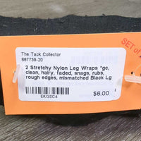 2 Stretchy Nylon Leg Wraps *gc, clean, hairy, faded, snags, rubs, rough edges, mismatched
