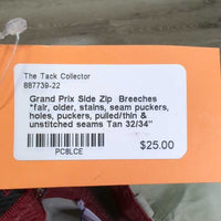 Side Zip Breeches *fair, older, stains, seam puckers, holes, puckers, pulled/thin & unstitched seams
