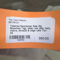 Side Zip Breeches *vgc, older, mnr pills, hairy velcro, threads & edge rubs
