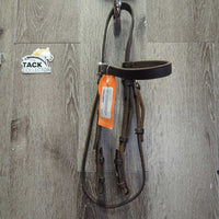 Thick Flat Bridle *N0 Noseband, gc, clean, loose hooks, scrapes, rubs, tight keepers
