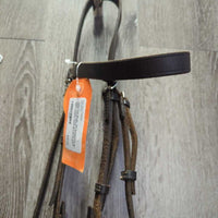 Thick Flat Bridle *N0 Noseband, gc, clean, loose hooks, scrapes, rubs, tight keepers
