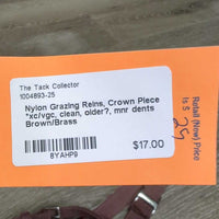 Nylon Grazing Reins, Crown Piece *xc/vgc, clean, older?, mnr dents
