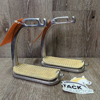 Peacock Safety Stirrup Irons, grips *gc, clean, NO Elastics or keepers, grips: too big, discolored & dry
