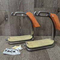 Peacock Safety Stirrup Irons, grips *gc, clean, NO Elastics or keepers, grips: too big, discolored & dry

