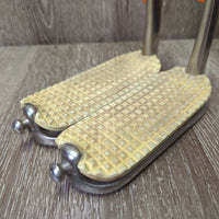 Peacock Safety Stirrup Irons, grips *gc, clean, NO Elastics or keepers, grips: too big, discolored & dry
