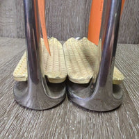 Peacock Safety Stirrup Irons, grips *gc, clean, NO Elastics or keepers, grips: too big, discolored & dry
