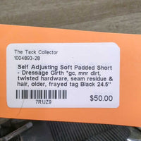 Self Adjusting Soft Padded Short - Dressage Girth *gc, mnr dirt, twisted hardware, seam residue & hair, older, frayed tag
