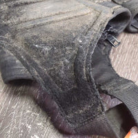 Leather Half Chaps *gc, v.dirty, v.stiff, scuffs, threads, velcro snags
