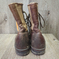 Western Roper Paddock Boots, laces *gc, creases, dirt, scuffs, curled fringe, v,.rubbed heels, older

