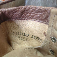 Western Roper Paddock Boots, laces *gc, creases, dirt, scuffs, curled fringe, v,.rubbed heels, older
