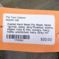 Hard Mesh Fly Mask, Nose *gc/fair, clean, dirty?residue, stains, edges: rubs & thin, clumpy, hairy, holes, unstitched, hairy
