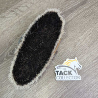 Short Bristle Body Brush, handle *gc/fair, older, hairy, bent bristles, peeled , scraped & chewed, clean
