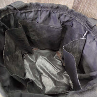 Round Padded Grooming Bag *gc, clean, edge rubs & frays, older, threads, hair, stains
