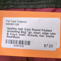 Round Padded Grooming Bag *gc, clean, edge rubs & frays, older, threads, hair, stains
