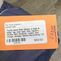 Rain Sheet, 2 legs & belly *gc, mnr wpf, film, repairs, stains, dirt, threads, faded, mnr snags, clumpy fleece
