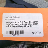 Hvy Full Seat Breeches *vgc, gc, seat rubs & pills, older, hairy velcro
