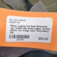 Full Seat Breeches *gc, faded, pilly ankle edges, thread, stains, mnr snags older
