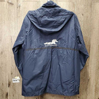 Light Mesh Lined Jacket, hood, zipper "High Country Equestrian Center" *gc, hairy, older, faded?, hairy velcro, clean
