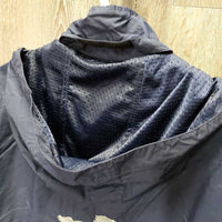 Light Mesh Lined Jacket, hood, zipper "High Country Equestrian Center" *gc, hairy, older, faded?, hairy velcro, clean
